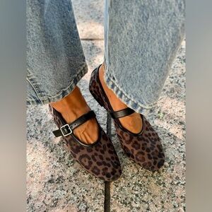 Steve Madden Women's Dreaming Mary Jane Flats-  Animal Print Mesh